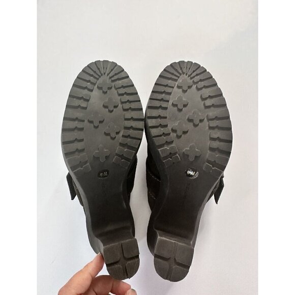 La Spiga Women's Suede Olive Green Mules Clogs Size 6.5 Retro Y2K 70s‎ 80s 90s - Picture 6 of 7